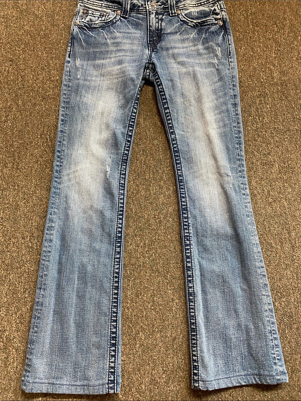 Miss Me Women's Light Blue Bootcut Jeans with Faded Detailing - Picture 7 of 11